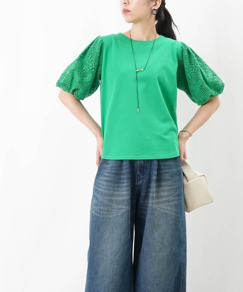 LADY LUCK LUCA tシャツ LC/LLL レースパフ袖クルーネックT