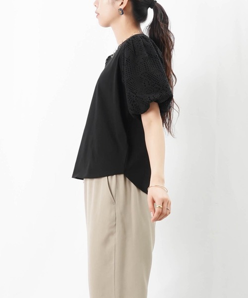 LADY LUCK LUCA tシャツ LC/LLL レースパフ袖クルーネックT