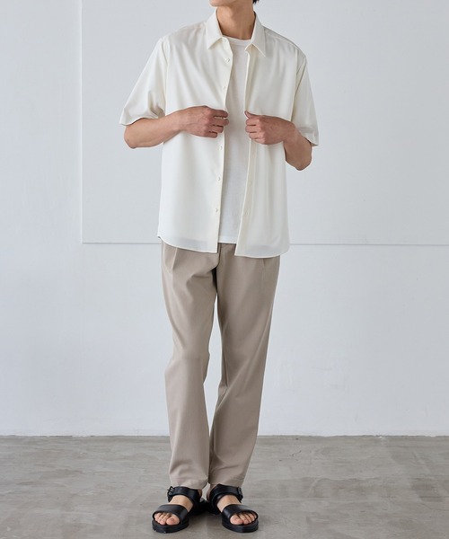 新品 未使用 UNITED TOKYOシャツ メンズ 半袖 接触冷感 ホワイト UNITED TOKYO シャツ SMALL MESH レギュラーシャツ (半袖
