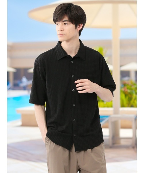 Mad Hectic ブラック 半袖シャツ L m.f.editorial シャツ 「接触冷感 ストレッチ」m.f.