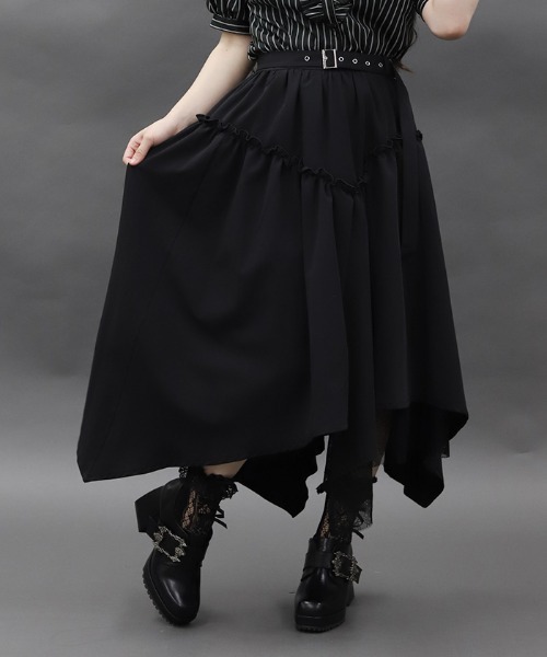 axes femme POETIQUE スカート ベルト付イレヘムロングスカート