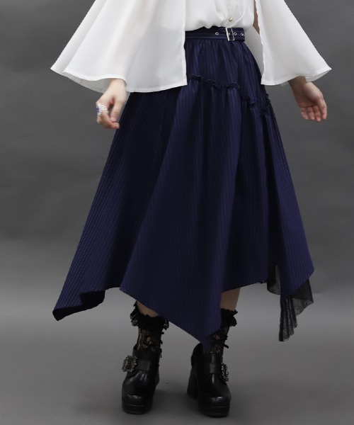 axes femme POETIQUE スカート ベルト付イレヘムロングスカート