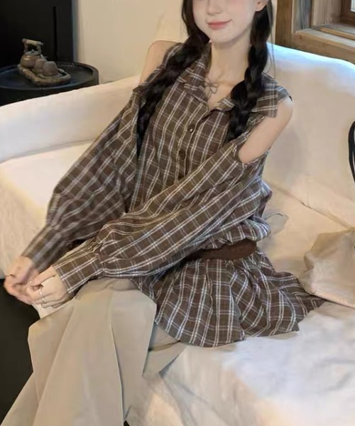 gossip!ロサンゼルス シャツワンピース カットアウトデザイン オフ