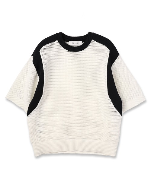 「CULLNI」 半袖ニット 1 ネイビー メンズ_画像3