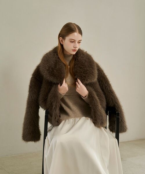 cle blatt コート アウター グランカラーファージャケット レディース