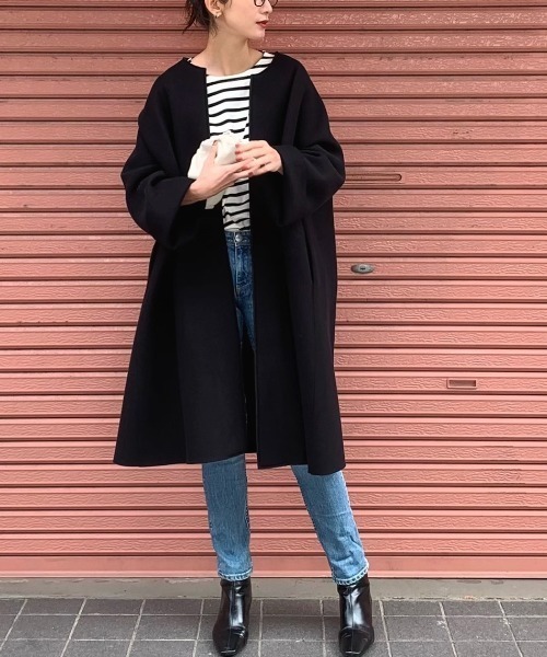 「DOUX ARCHIVES」 ノーカラーコート FREE モカ レディース_画像3