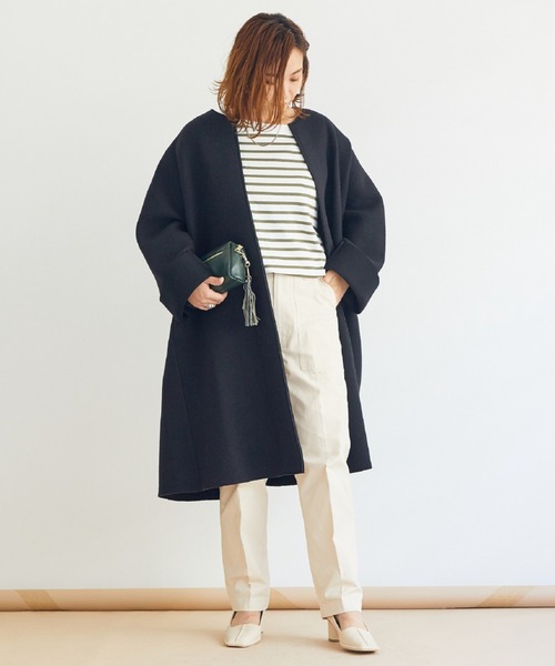 「DOUX ARCHIVES」 ノーカラーコート FREE モカ レディース_画像4