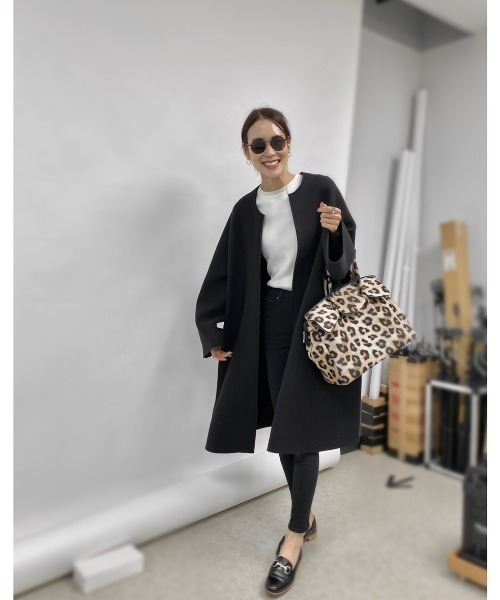 「DOUX ARCHIVES」 ノーカラーコート FREE モカ レディース_画像5