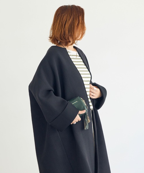 「DOUX ARCHIVES」 ノーカラーコート FREE モカ レディース_画像6