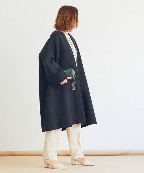 「DOUX ARCHIVES」 ノーカラーコート FREE モカ レディース_画像7