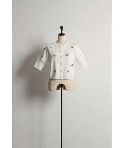 「&. NOSTALGIA」 半袖ニット M ホワイト レディース_画像2