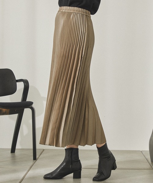 「PUBLIC TOKYO」 プリーツスカート FREE ベージュ レディース_画像4