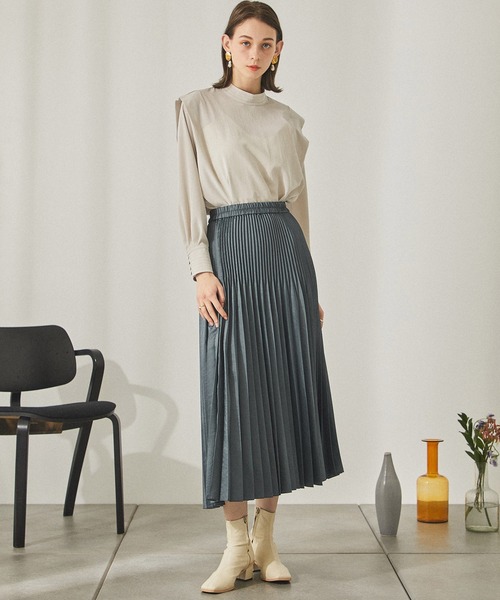 「PUBLIC TOKYO」 プリーツスカート FREE ベージュ レディース_画像8