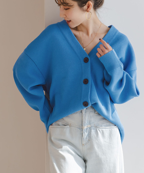 【美品】NOBLE Vネックカーディガン NOBLE（ノーブル） カーディガン ファインハニカムVネックカーディガン