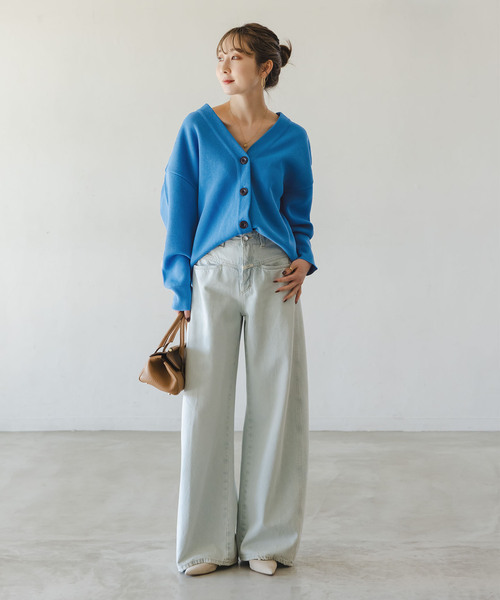 NOBLE（ノーブル） カーディガン ファインハニカムVネックカーディガン