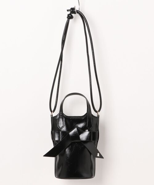 極美品 LANVIN ブラックショルダーバッグ LANVIN en Bleu ラルム マルチショルダー ブラック -waja bazar - 海外