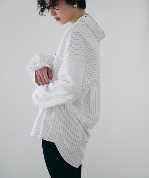 【23区】LIBECO 2wayストライプ柄レギュラーシャツ カシュクールシャツ 23区】LIBECO 麻100% ストライプ柄2wayカシュクールシャツ 38 【公式通販】