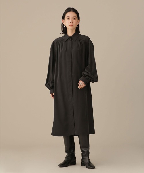 「AMOMENTO」 シャツワンピース 1 ブラック レディース_画像3