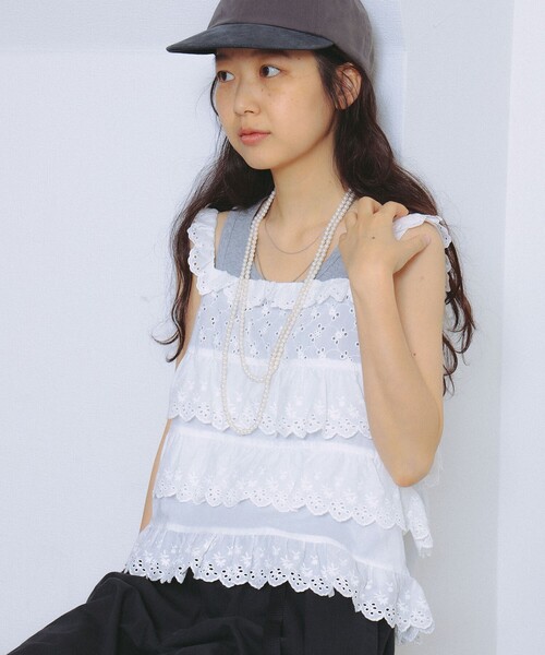 BEAMS BOY ホワイトキャミソール　レイヤード BEAMS BOY（ビームス ボーイ） ブラウス シャツ カットワーク