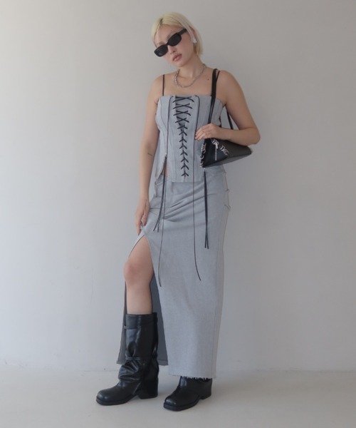 josemoon ビスチェ　グレー JOSE MOON（ジョゼムーン） LACEUP SWEAT BUSTIER/レースアップ