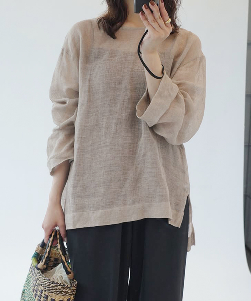 SLOBE IENA（スローブイエナ） ブラウス シャツ リネンカラミブラウス