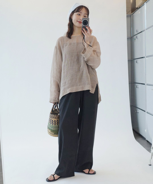 SLOBE IENA（スローブイエナ） ブラウス シャツ リネンカラミブラウス
