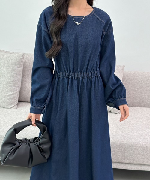 「ECLIN」 長袖ワンピース M ブラック レディース_画像7