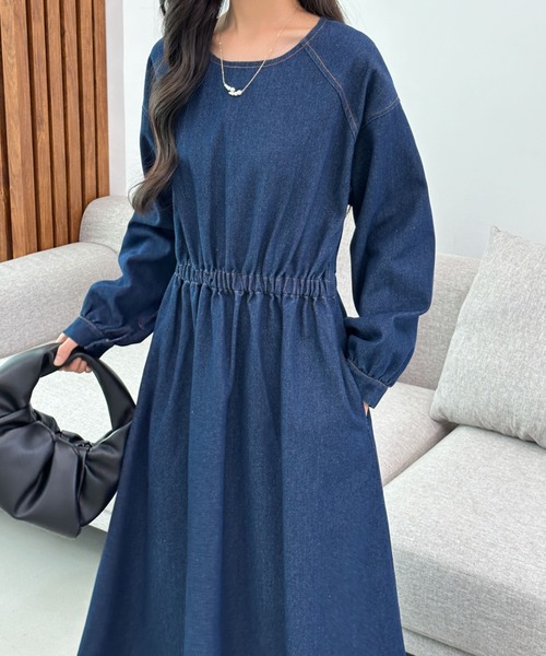 「ECLIN」 長袖ワンピース M ブラック レディース_画像8