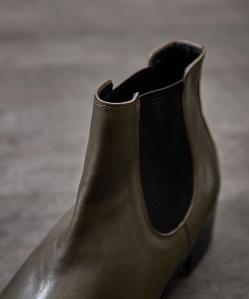 【美品】パドローネ/インナーゴアレザーブーツ/サイドゴア/チャンキーソール/黒 PADRONE パドローネ / BL INNERGORE BOOTS インナーゴア レザー