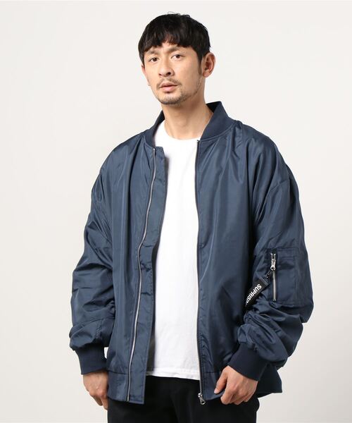 Sunflower ブルゾン MA-1 ジャケット ネイビー M 美品 ZIPポケット 中綿無し メンズ MA-1 エムエーワン MENS ma1 春 ブルゾン