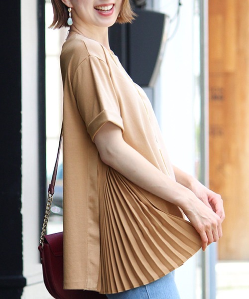 ElegChic tシャツ 半袖 サイド プリーツ トップス レディース