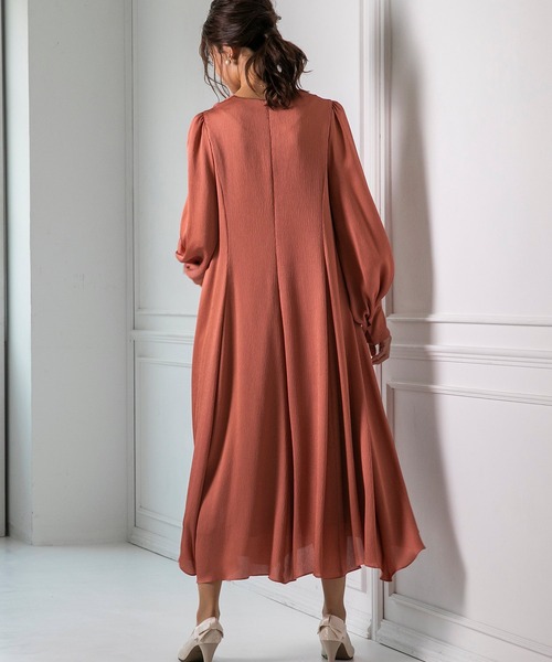 シルエット ドレス Paypayモール店 通販 Paypayモール Vネック ボリューム袖 Aラインワンピース