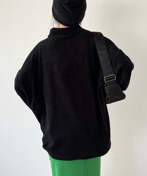 トレーナー スウェット over size polo design pile tops / オーバーサイズポロデザインパイルトップスニット レディース wee9s トレーナー スウェット over size polo design pile tops