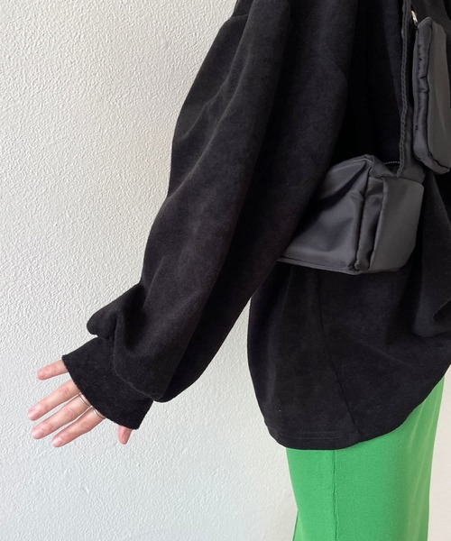 トレーナー スウェット over size polo design pile tops / オーバーサイズポロデザインパイルトップスニット レディース wee9s トレーナー スウェット over size polo design pile tops