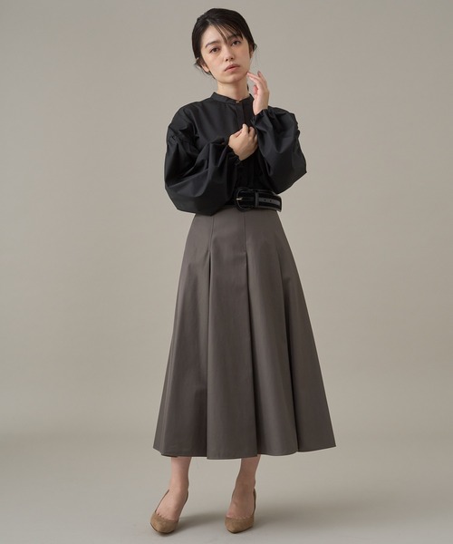ANAYI スカート コットンギャバロングタック スカート レディース 