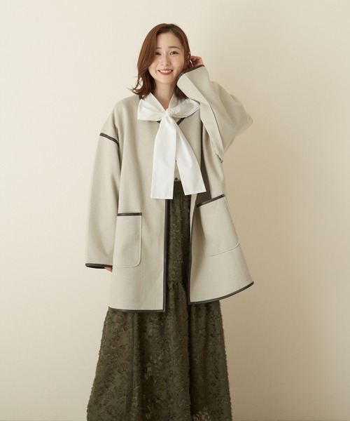 PAPAVER ノーカラーコート コート 「papaver」カットノーカラー