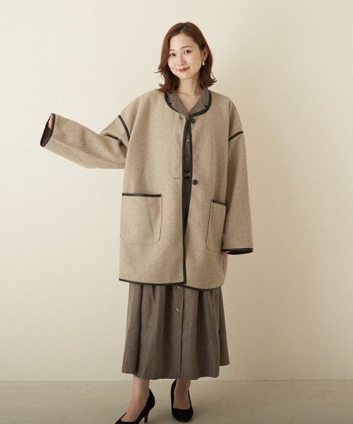 PAPAVER ノーカラーコート コート 「papaver」カットノーカラー