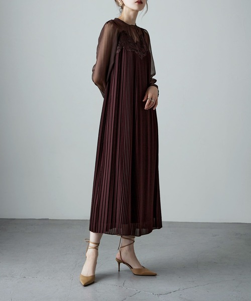 etoll. ドレス レースカットワークプリーツドレス : ZOZOTOWN