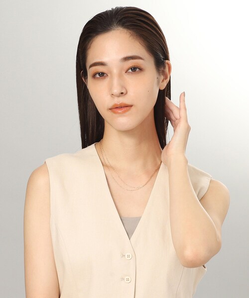 COCOSHNIK ネックレス K10PCロング・長アズキミックスチェーン