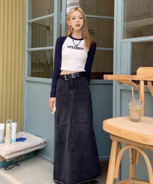 tシャツ エンブロイダリー配色ラグランスリーブトップス レディース