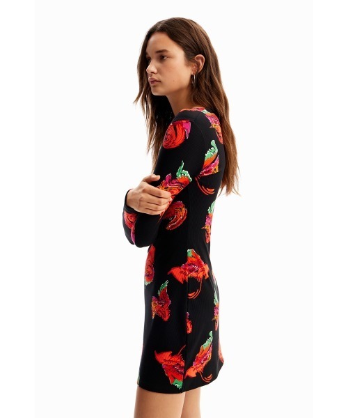 Desigual（デシグアル） ワンピース 花柄 リブ編み ミニワンピース