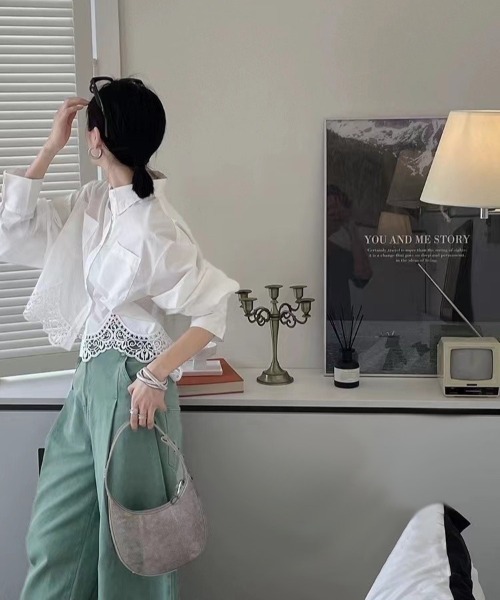 ブラウス シャツ クロップドペプラムブラウス レディース ADAM ET ROPE' ブラウス シャツ 「再入荷・新色追加