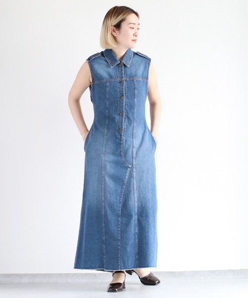 レディース デニム カジュアル ワンピース オープンバック c2736 cepo ワンピース デニムバックオープンワンピース : ZOZOTOWN