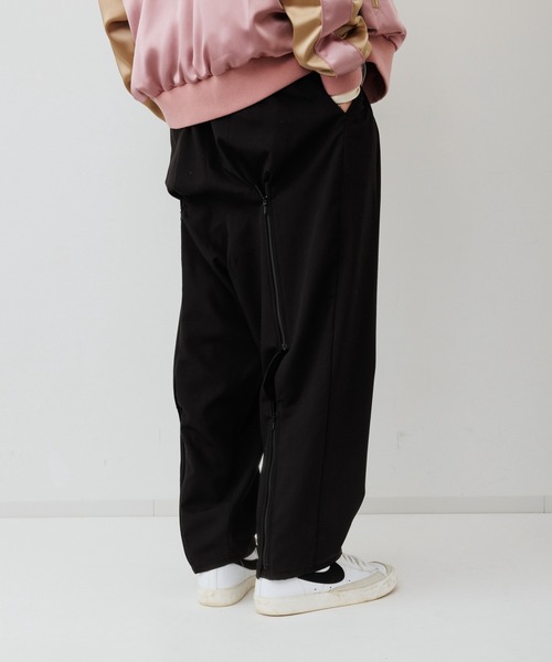 ZOZO限定】シンプル ワイド ボンテージ スラックス パンツ