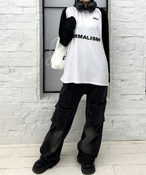 lilful tシャツ フロントデザイン ラグランロンT レディース
