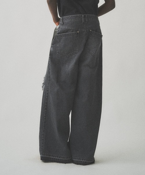 Juha（ユハ） ワイドパンツ ジーンズ DAMAGE WIDE DENIM PANTS メンズ