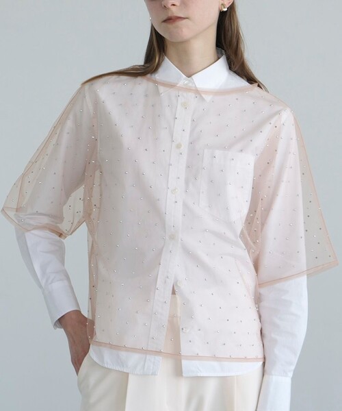 FREAK'S STORE tシャツ CLANE/クラネ RHINESTONE SHEER TOPS