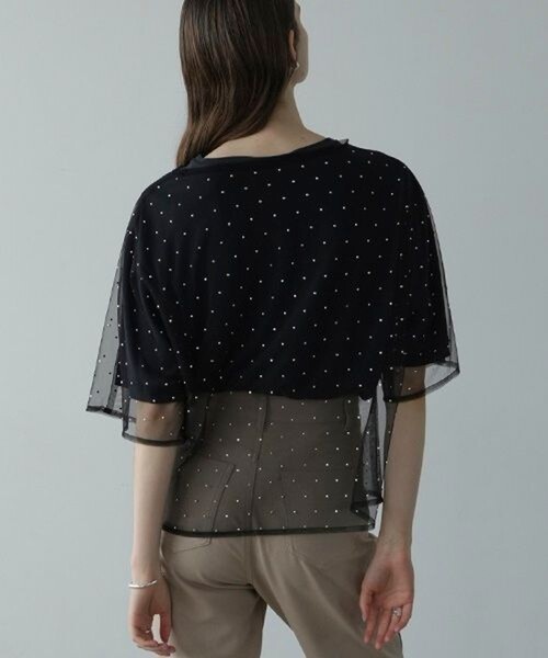 FREAK'S STORE tシャツ CLANE/クラネ RHINESTONE SHEER TOPS