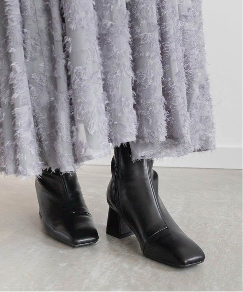 RANDA（ランダ） ブーツ 晴雨兼用 スクエアトゥチャンキーヒールブーツ