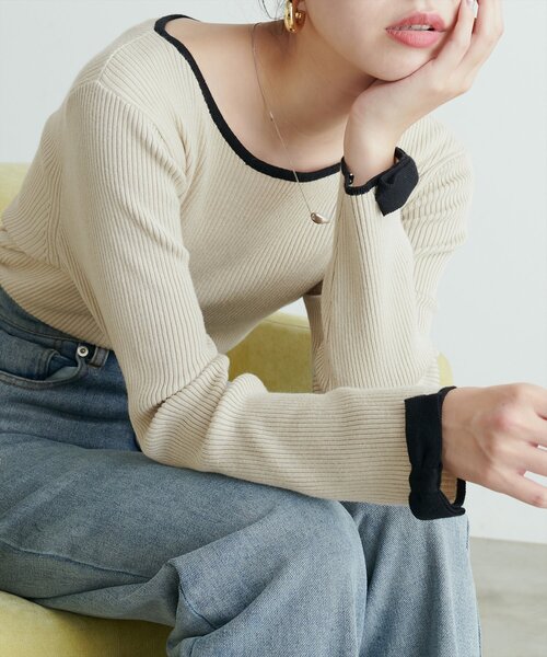 配色ケープリボンニット/MM628308 main image 0